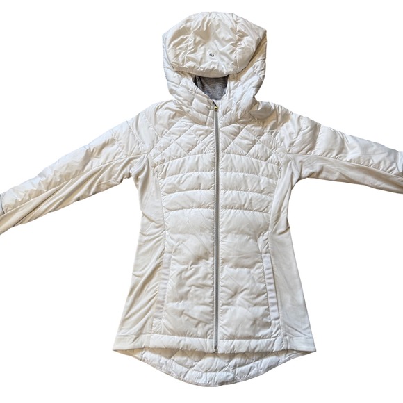 lululemon athletica Jackets & Blazers - Lululemon Down For It All Jacket White Size 4 Slim Fit Hooded Puffer Coat